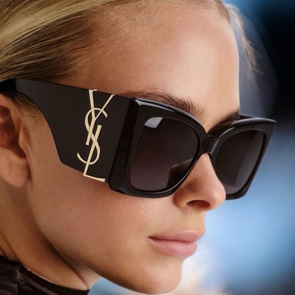 Yves Saint Laurent Monogram Acetate 54MM Blaze Rectangular Oversized Sunglasses